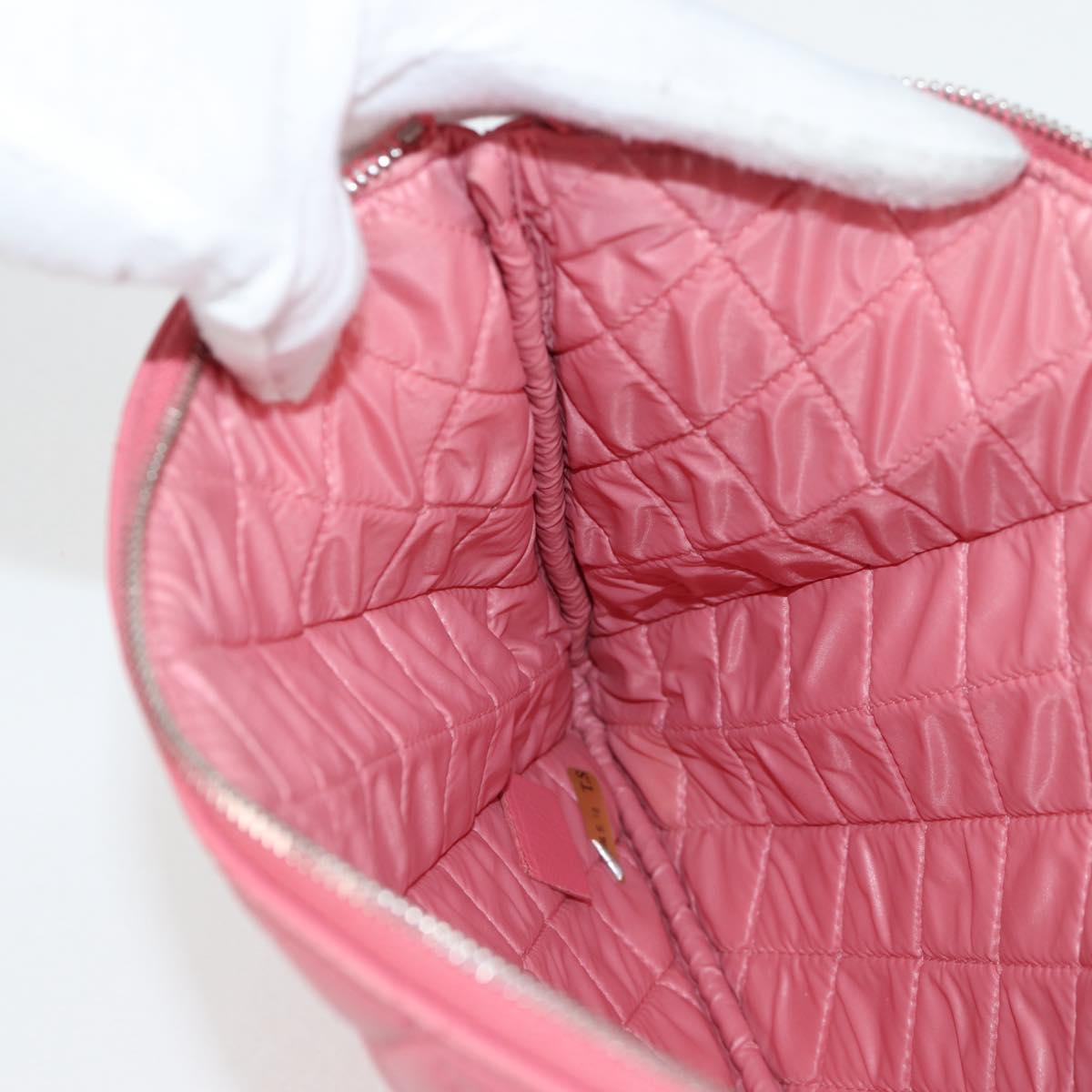CHANEL Matelasse Clutch Bag Lamb Skin Pink Silver CC Auth 115255V