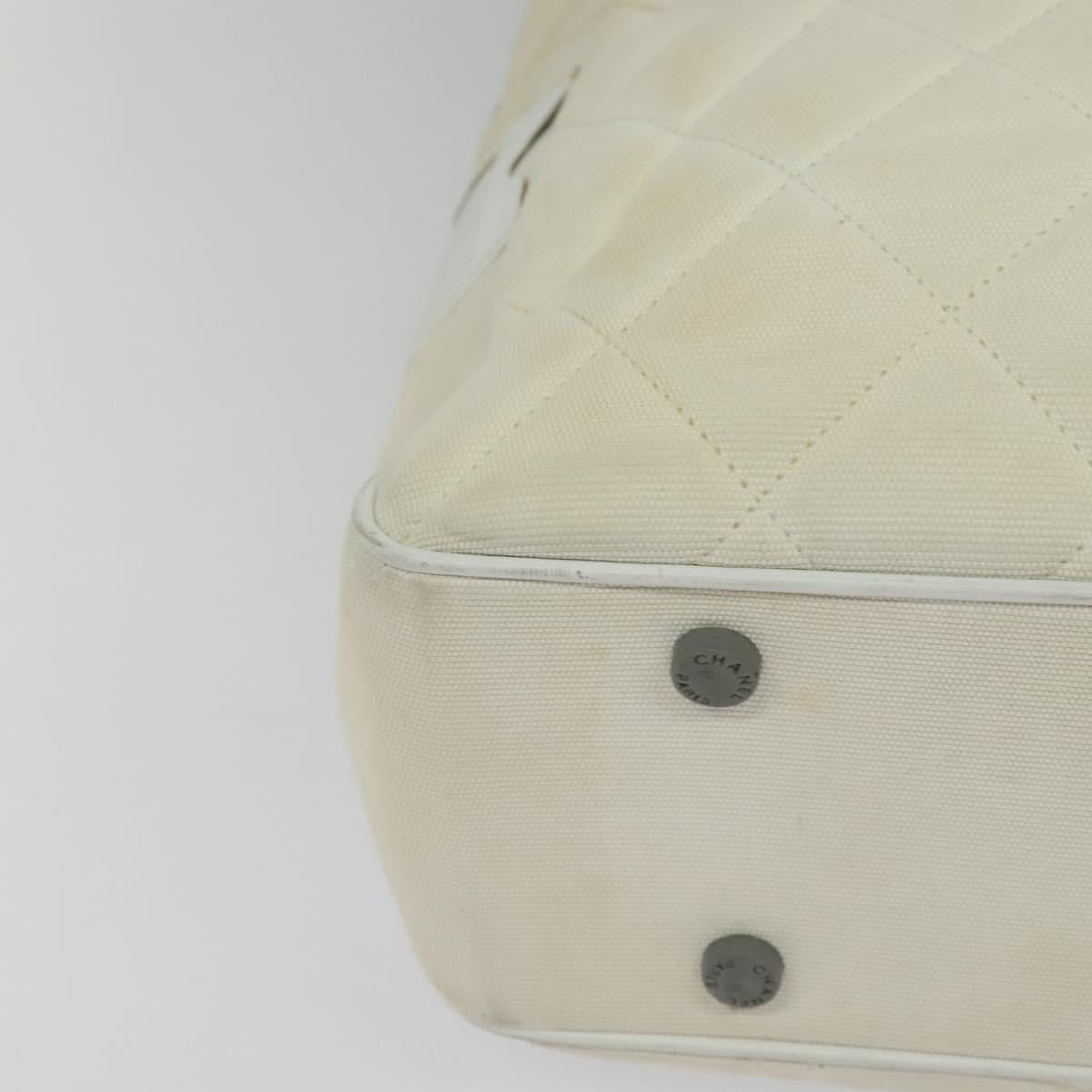 CHANEL Sports Line Boston Bag Canvas White CC Auth 115293