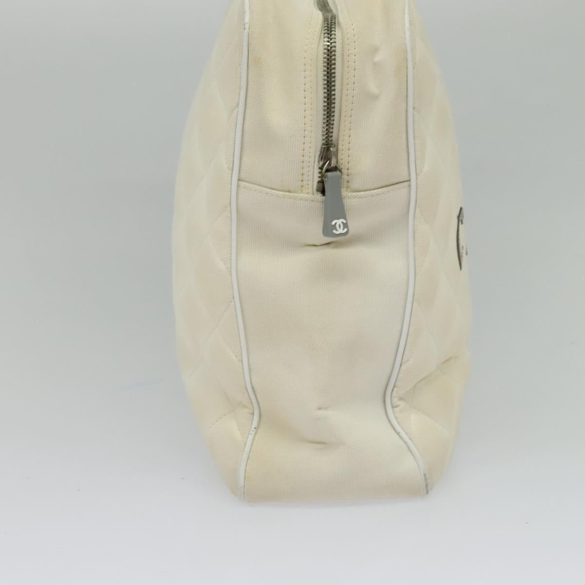 CHANEL Sports Line Boston Bag Canvas White CC Auth 115293