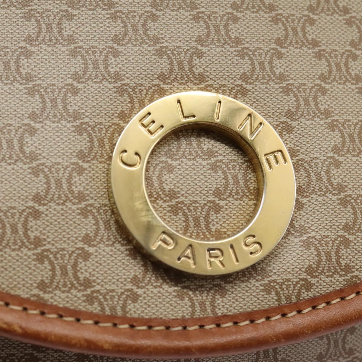 CELINE Macadam Canvas Shoulder Bag Beige Auth 115316