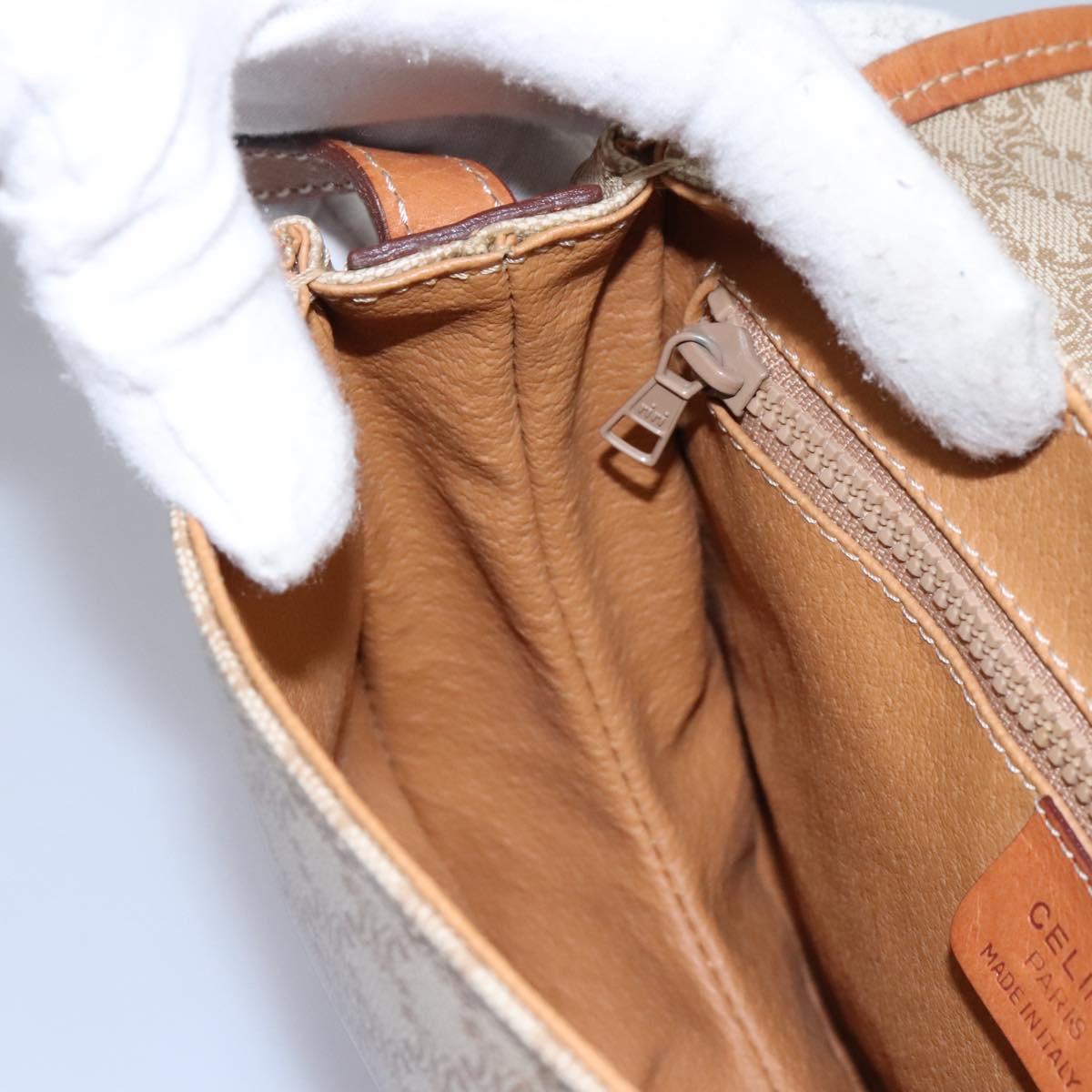 CELINE Macadam Canvas Shoulder Bag Beige Auth 115316