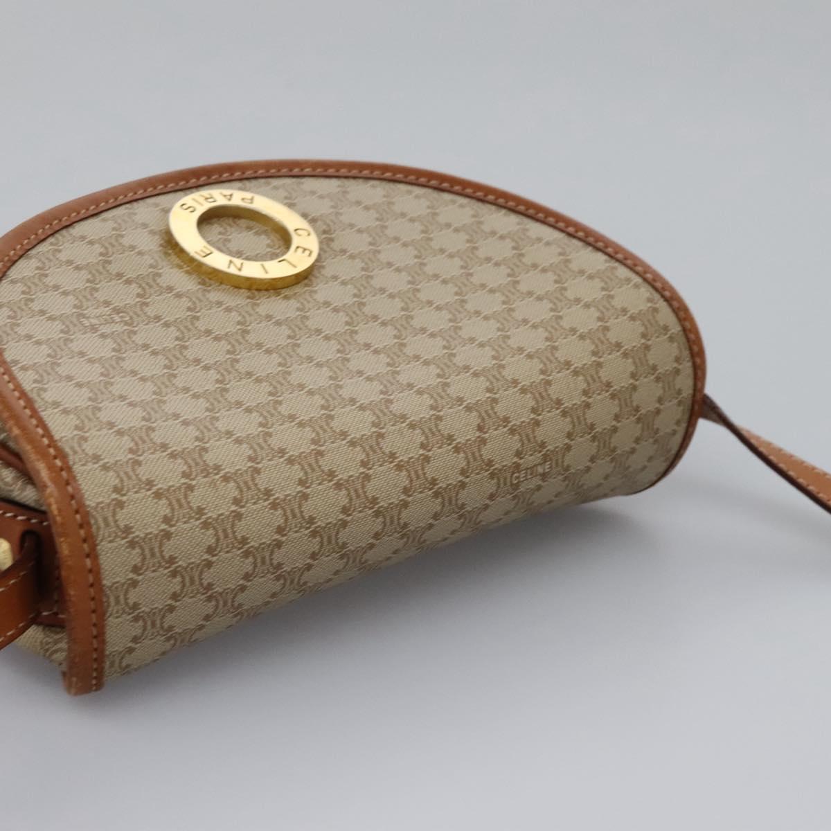 CELINE Macadam Canvas Shoulder Bag Beige Auth 115316