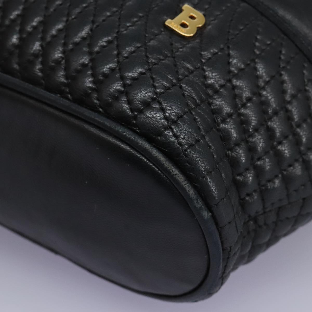 BALLY Hand Bag Leather Black Auth 115343