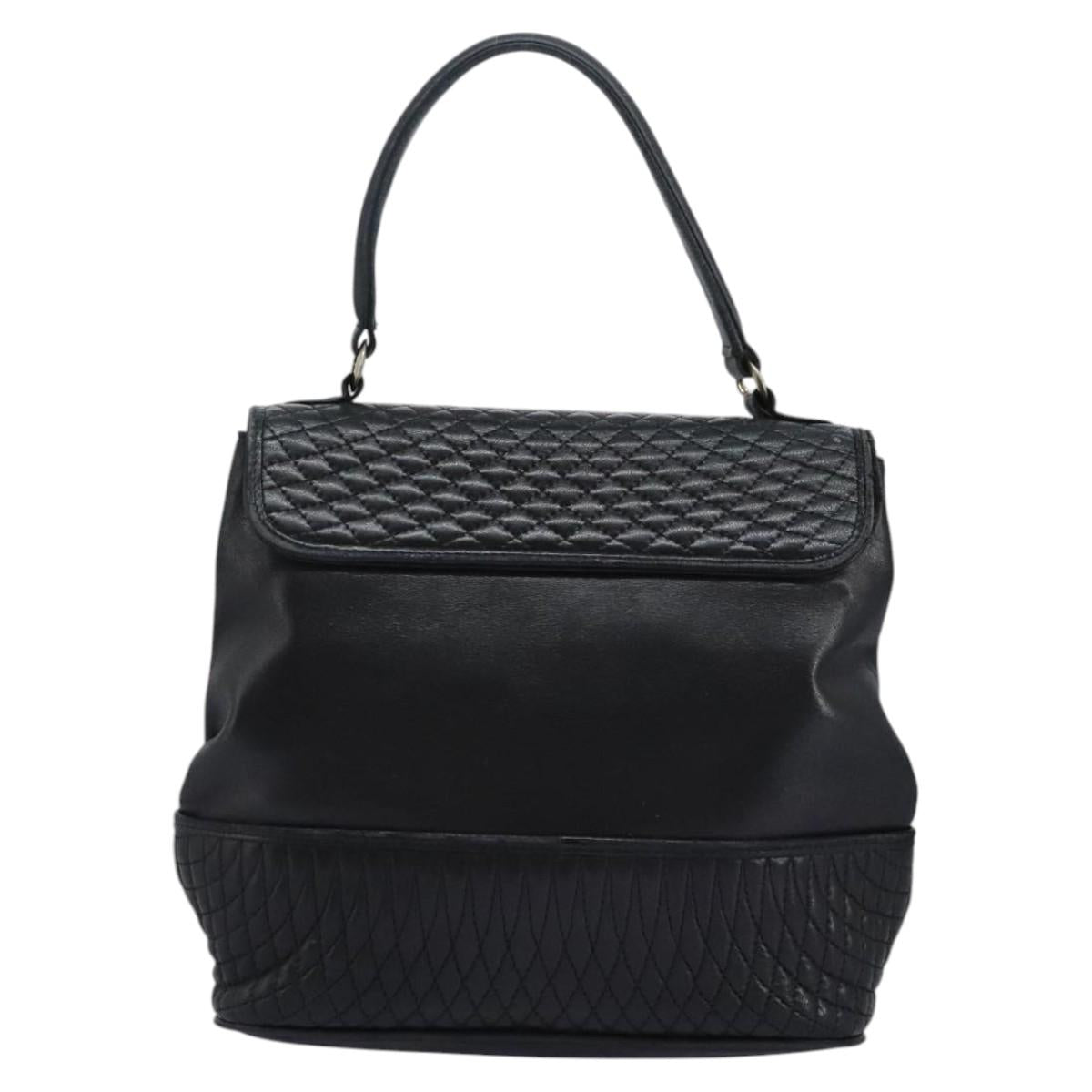 BALLY Hand Bag Leather Black Auth 115343