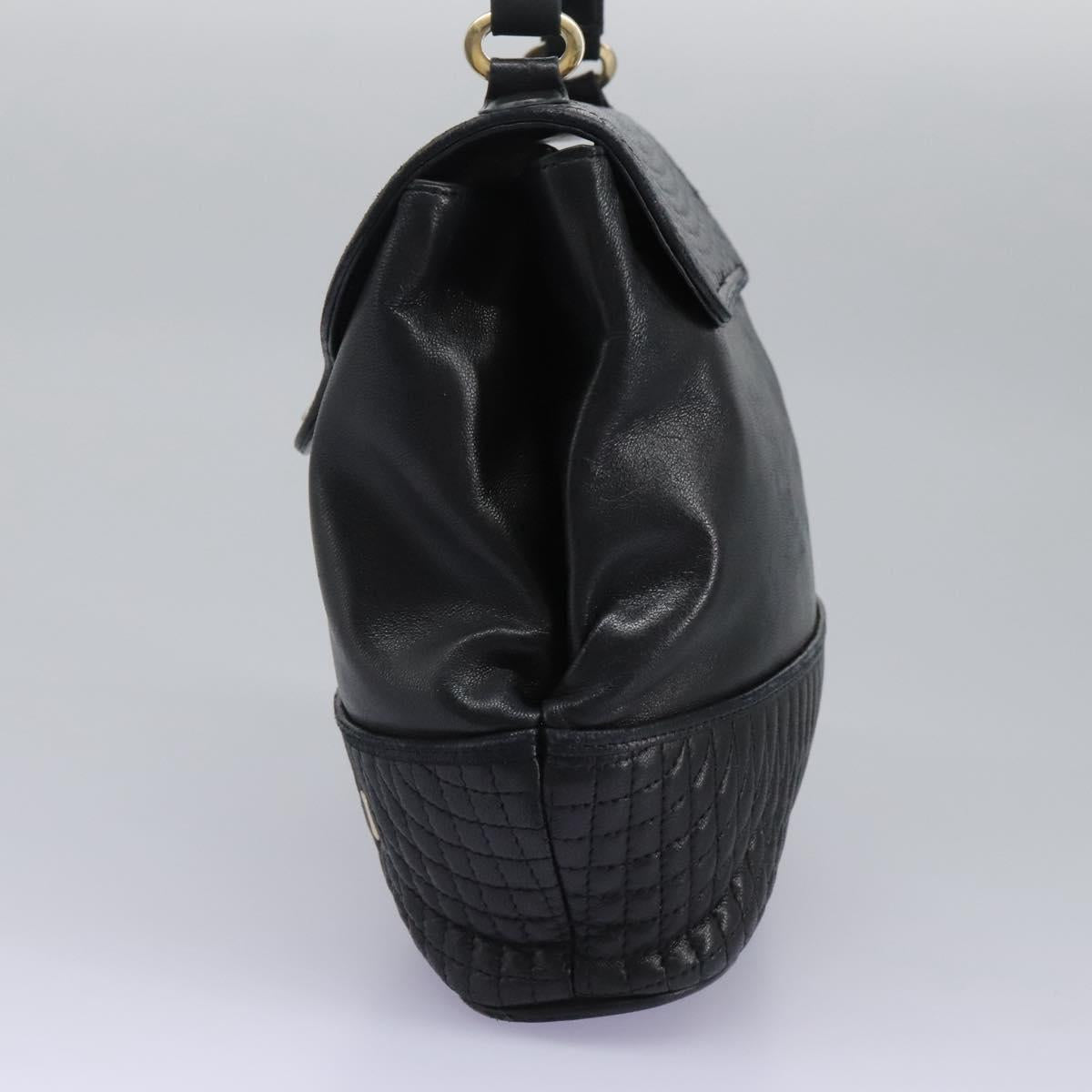 BALLY Hand Bag Leather Black Auth 115343