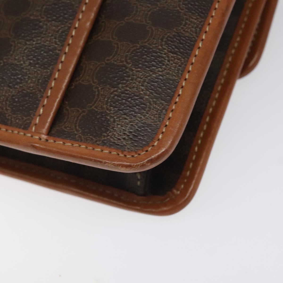 CELINE Macadam Canvas Shoulder Bag PVC Leather Brown Auth 115367