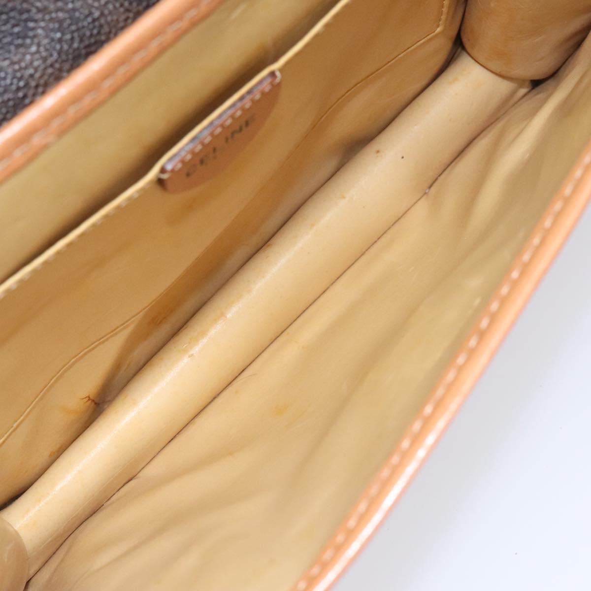 CELINE Macadam Canvas Shoulder Bag PVC Leather Brown Auth 115367