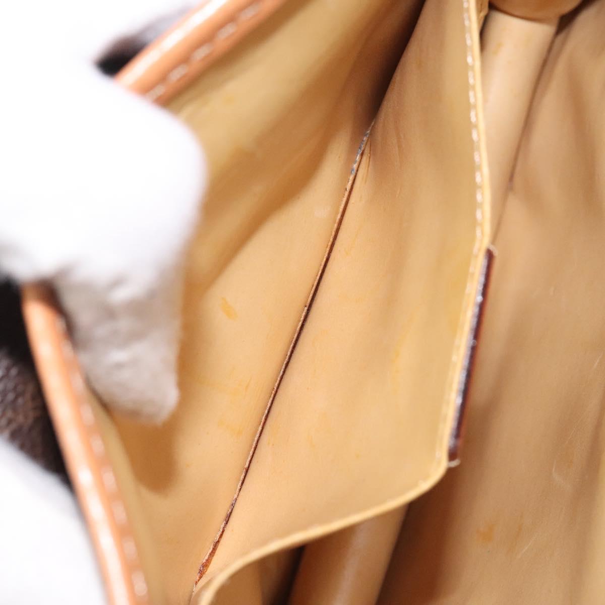 CELINE Macadam Canvas Shoulder Bag PVC Leather Brown Auth 115367