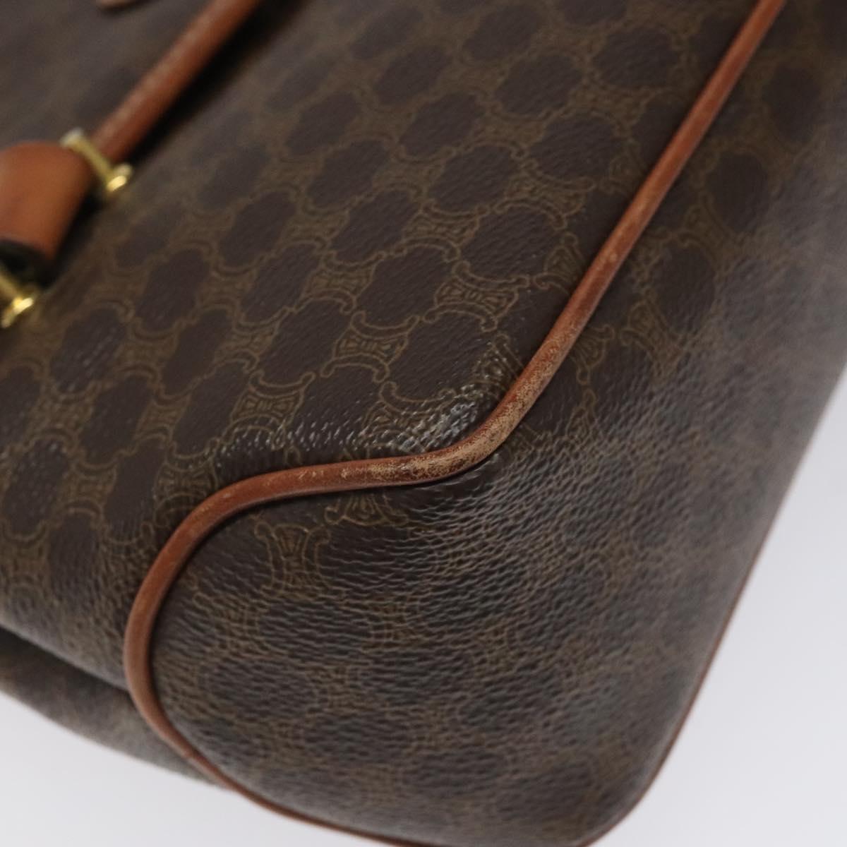 CELINE Macadam Canvas Hand Bag PVC Leather Brown Auth 115387