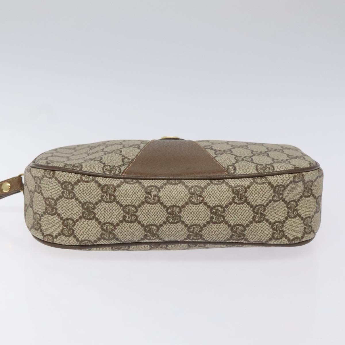 GUCCI GG Supreme Web Sherry Line Clutch Bag PVC Beige Red 89 01 034 Auth 115396