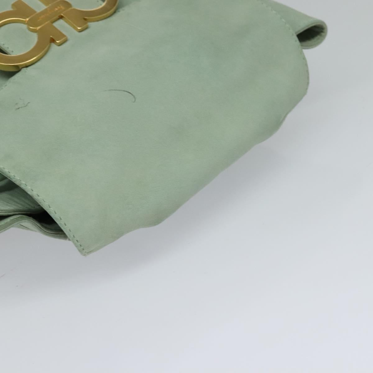 Salvatore Ferragamo Backpack Suede Peppermint Gold Auth 115402