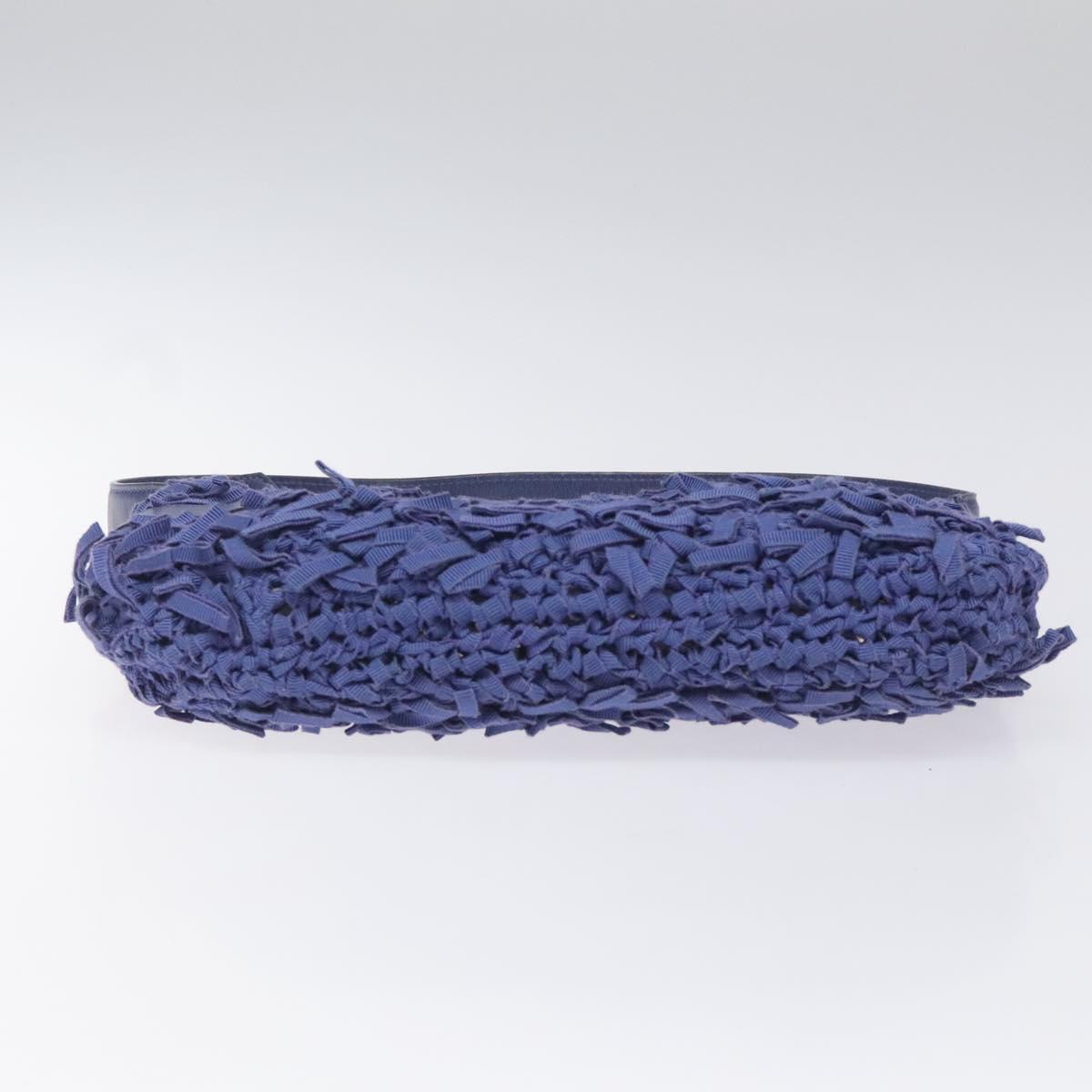 Salvatore Ferragamo Gancini Shoulder Bag Canvas Blue Auth 115403