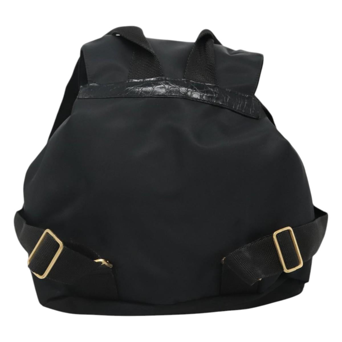 Gianni Versace Backpack Nylon Black Auth 115404