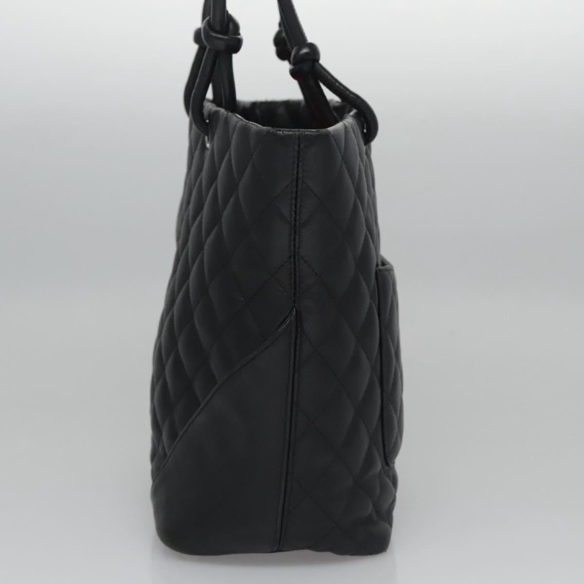 CHANEL Matelasse Cambon Line Shoulder Bag Leather Black CC Auth 115405