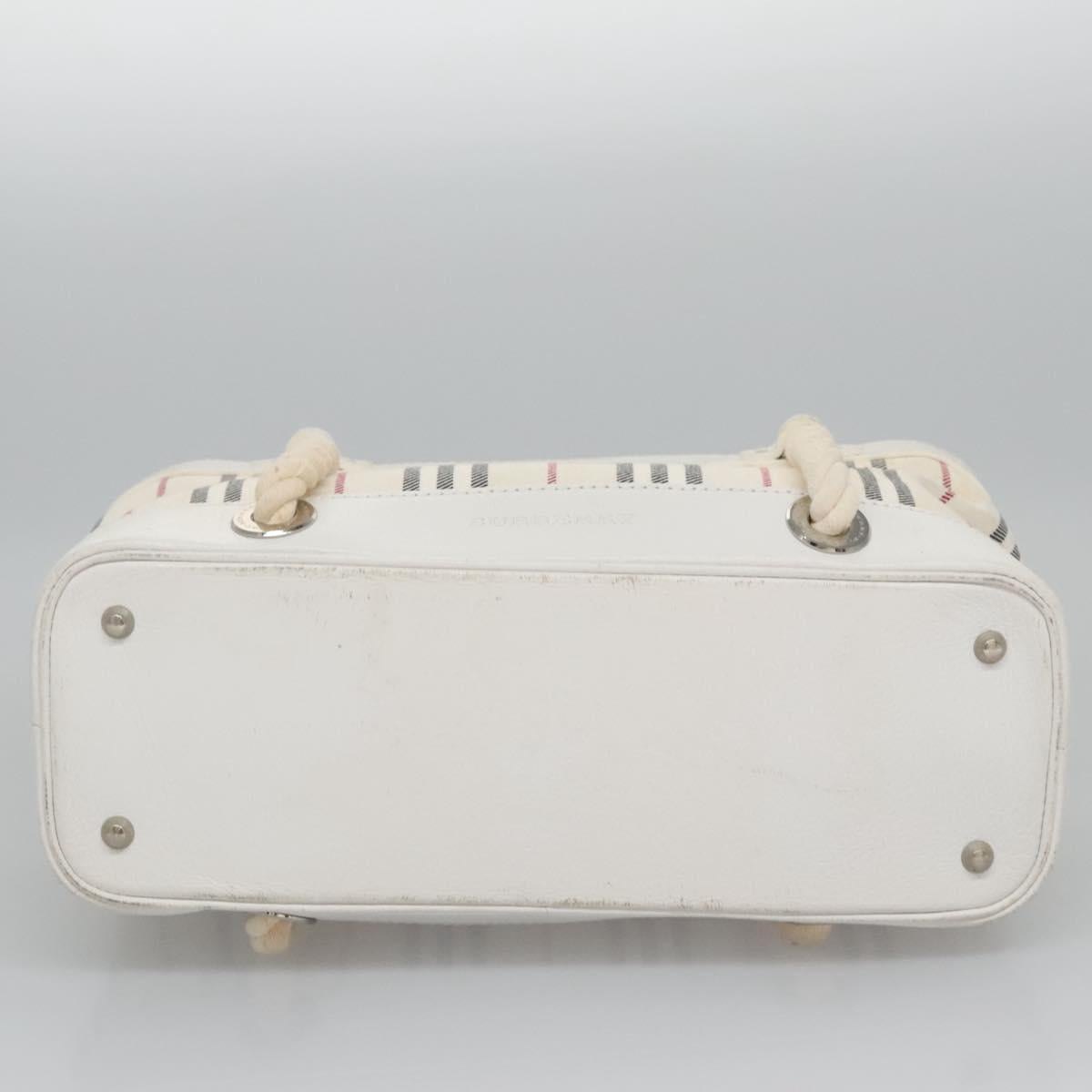 BURBERRY Hand Bag Canvas White Auth 115428