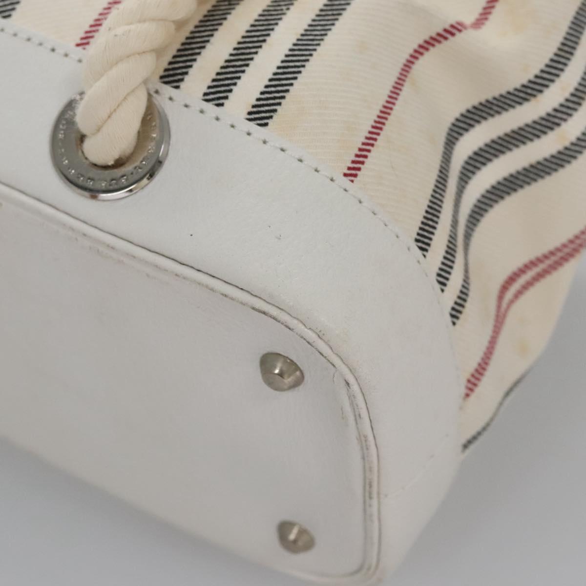 BURBERRY Hand Bag Canvas White Auth 115428