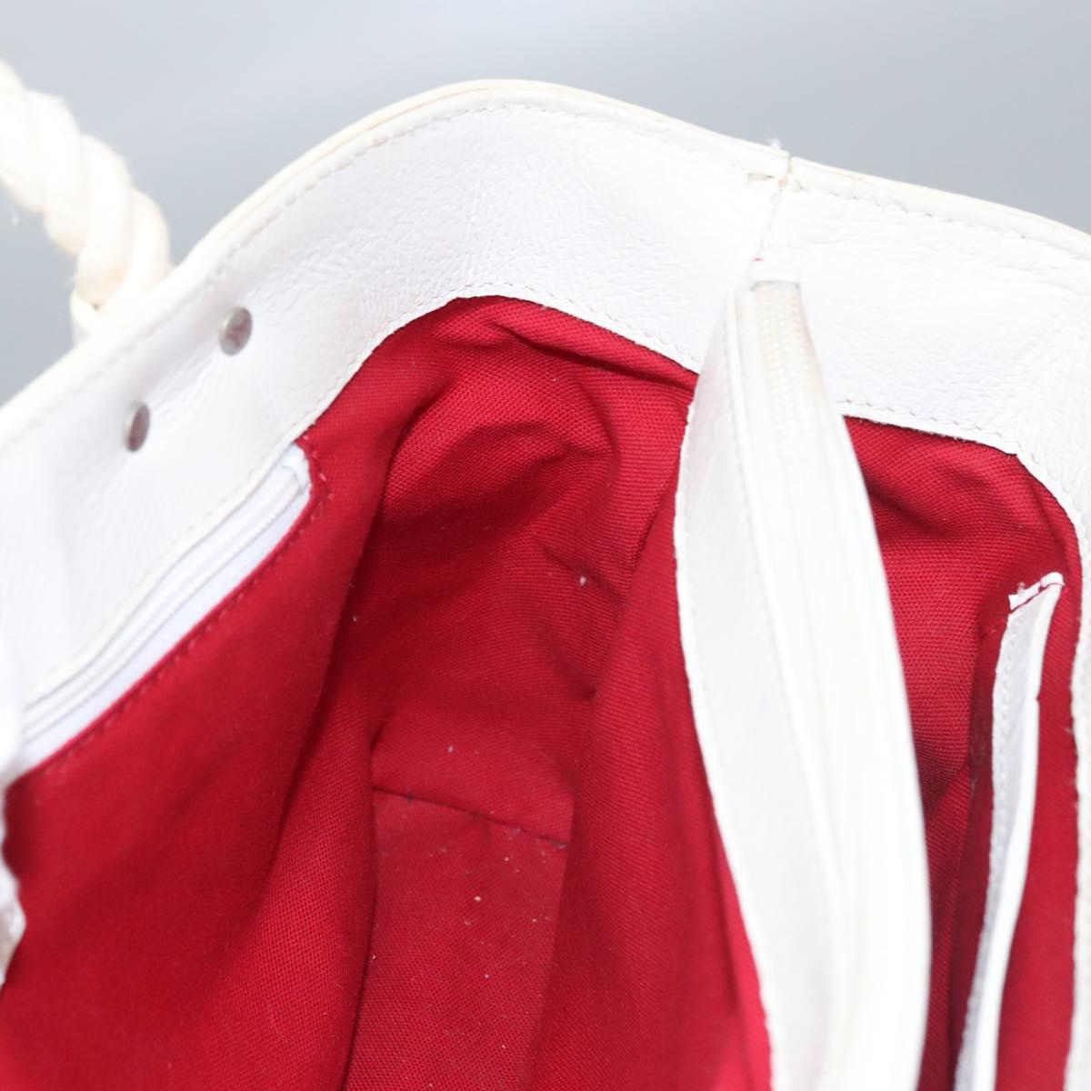 BURBERRY Hand Bag Canvas White Auth 115428