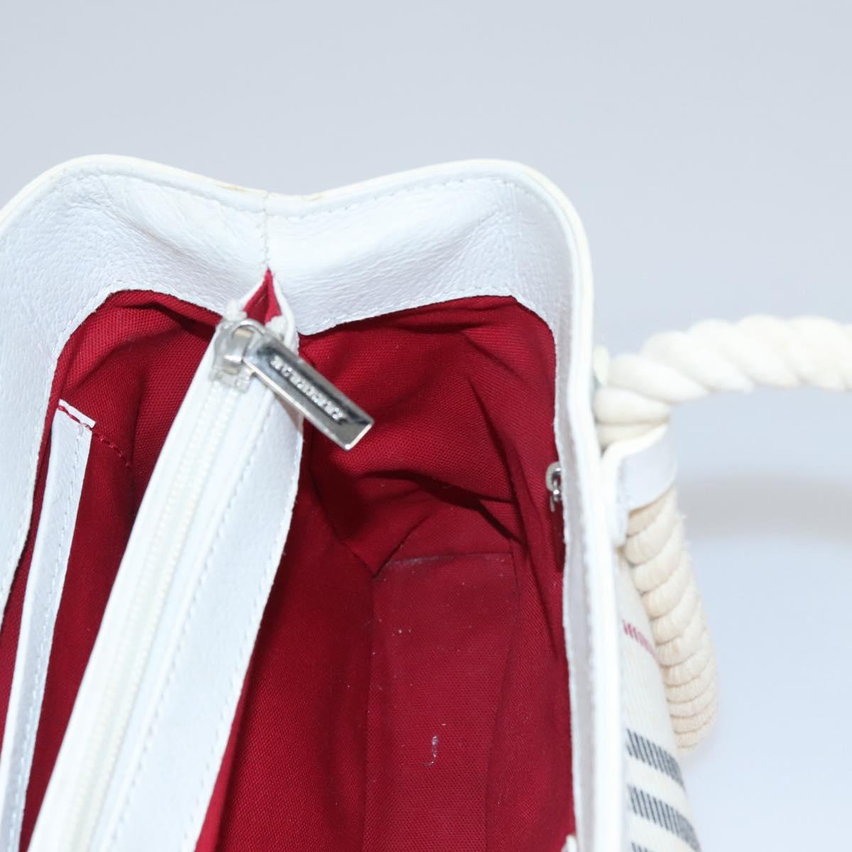 BURBERRY Hand Bag Canvas White Auth 115428