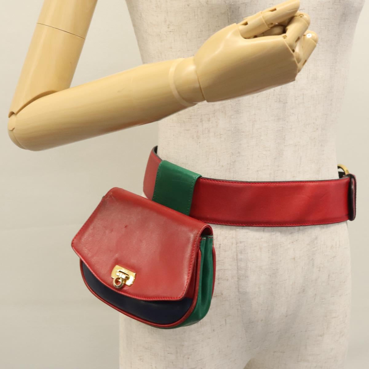 Salvatore Ferragamo Gancini Waist bag Leather Red Auth 115429