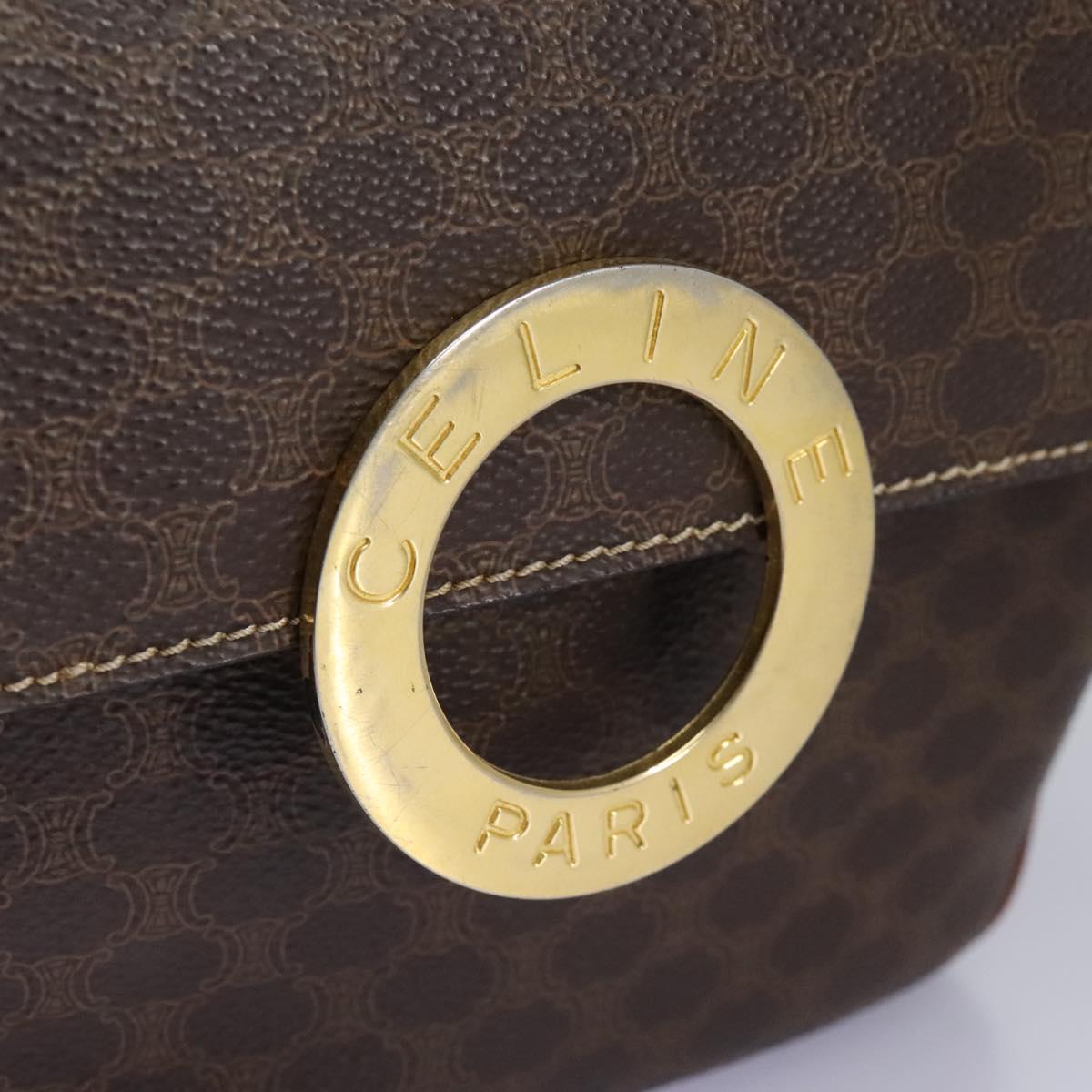 CELINE Macadam Canvas Shoulder Bag PVC Leather Brown Auth 115445