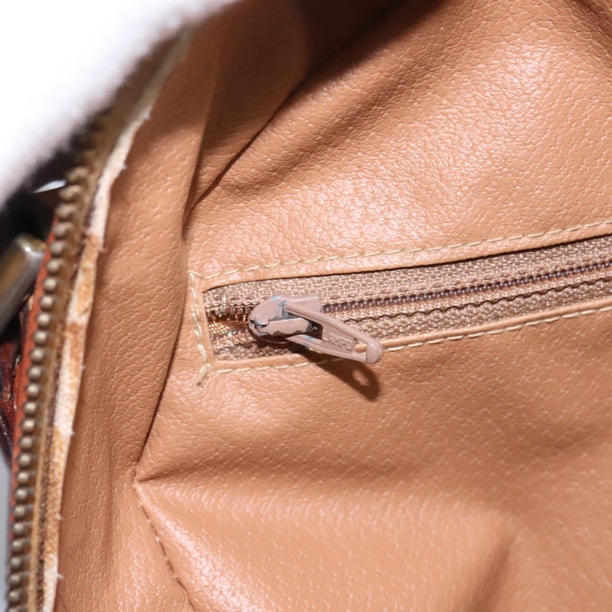 CELINE Macadam Canvas Shoulder Bag PVC Leather Brown Auth 115445