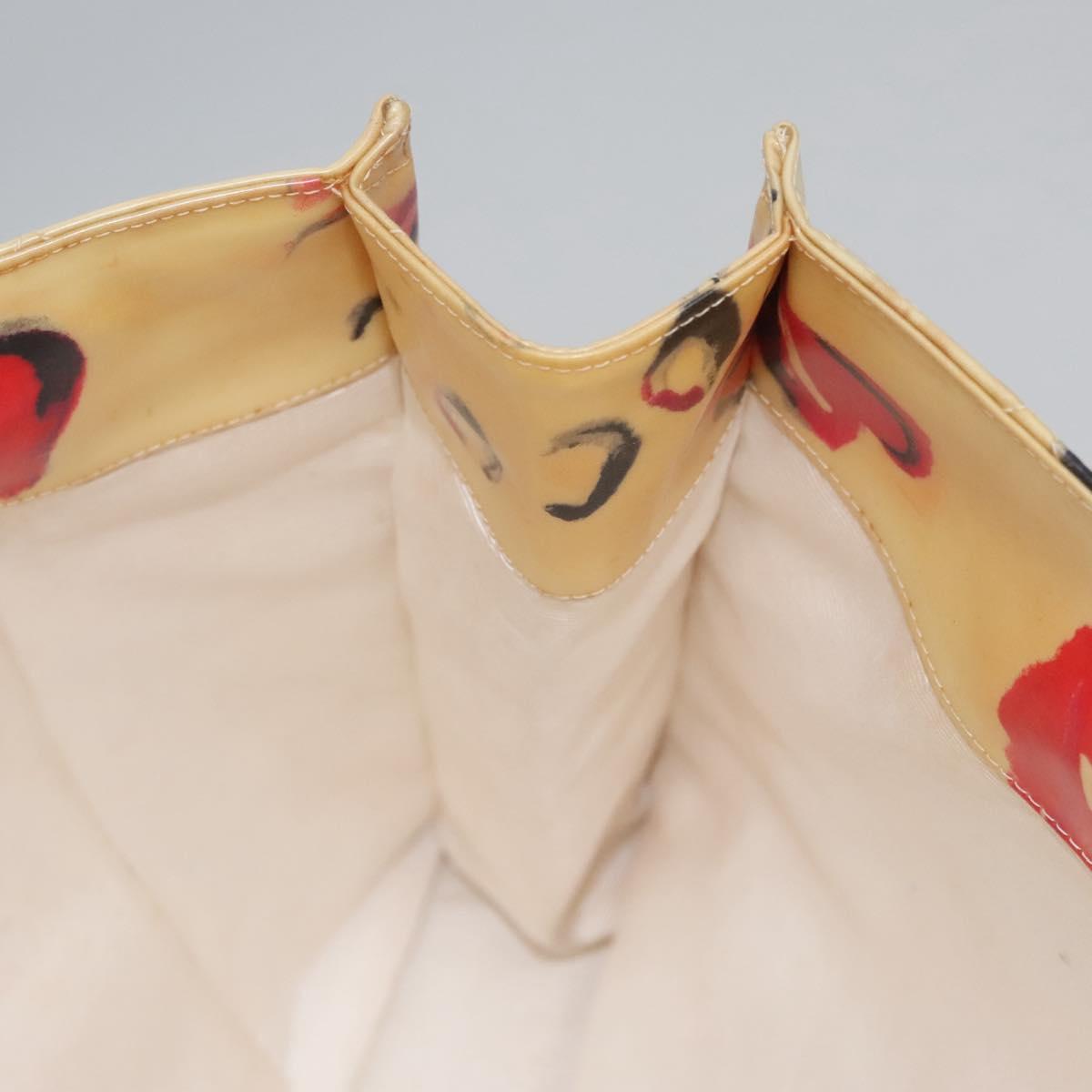 CHANEL Matelasse Chain Lip Tote Bag Enamel Beige CC Auth 115470A