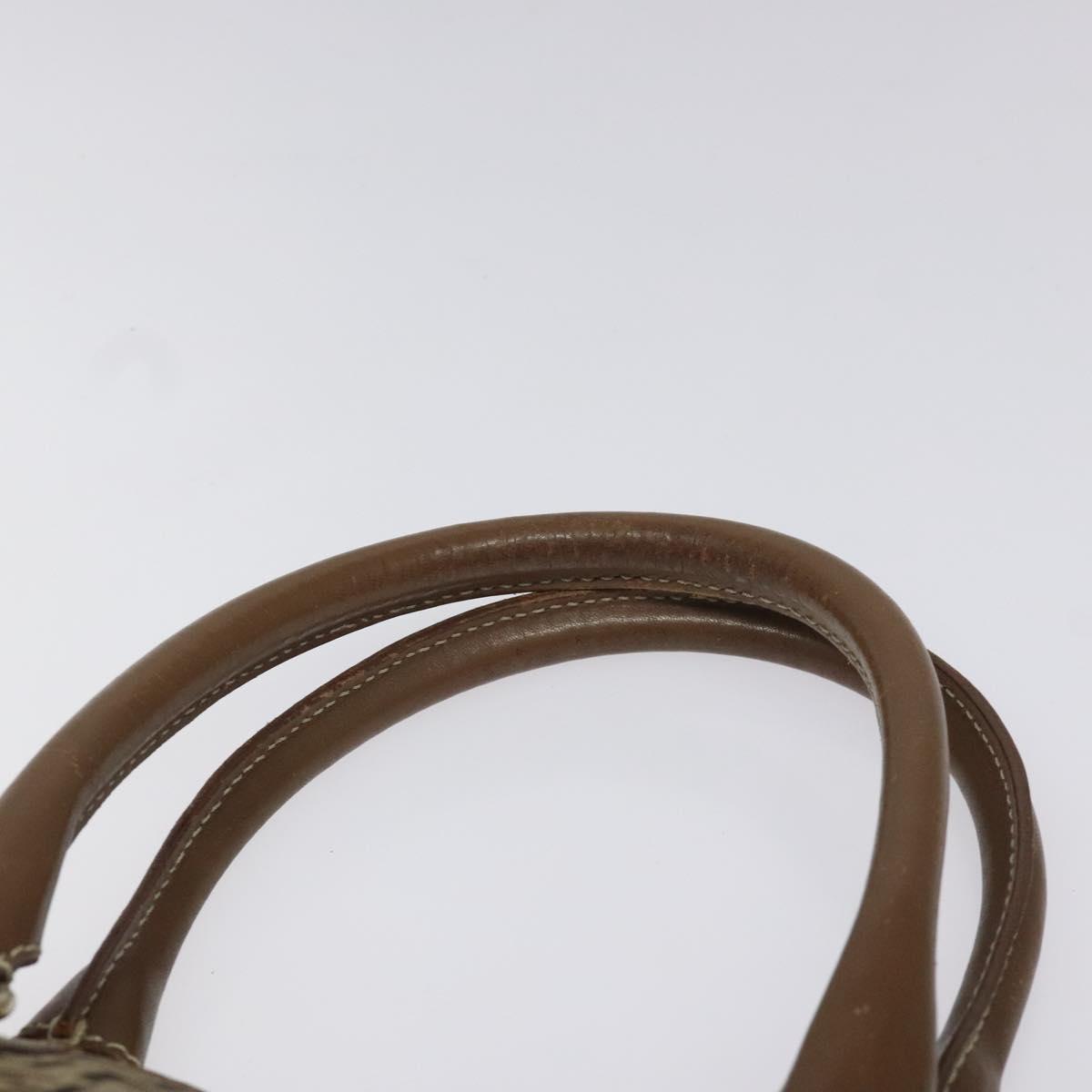 FENDI Zucchino Canvas Hand Bag Brown Beige Silver Auth 115510