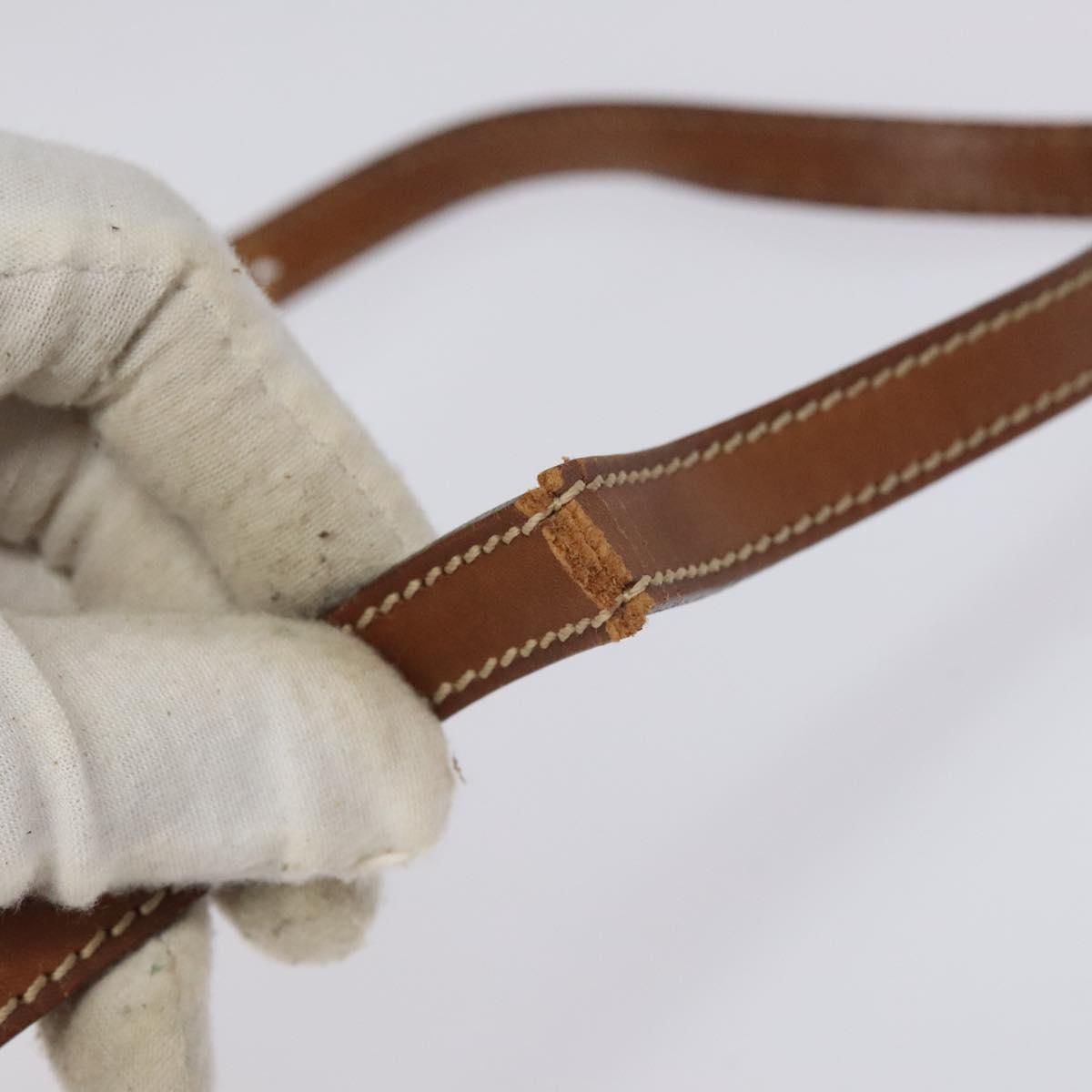 CELINE Macadam Canvas Shoulder Bag PVC Leather Beige Brown gold Auth 115531