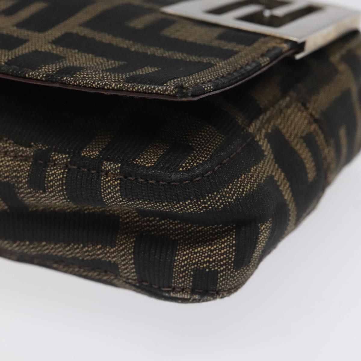 FENDI Zucca Canvas Shoulder Bag Brown Black Auth 115538
