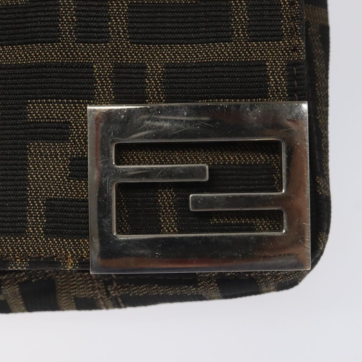 FENDI Zucca Canvas Shoulder Bag Brown Black Auth 115538