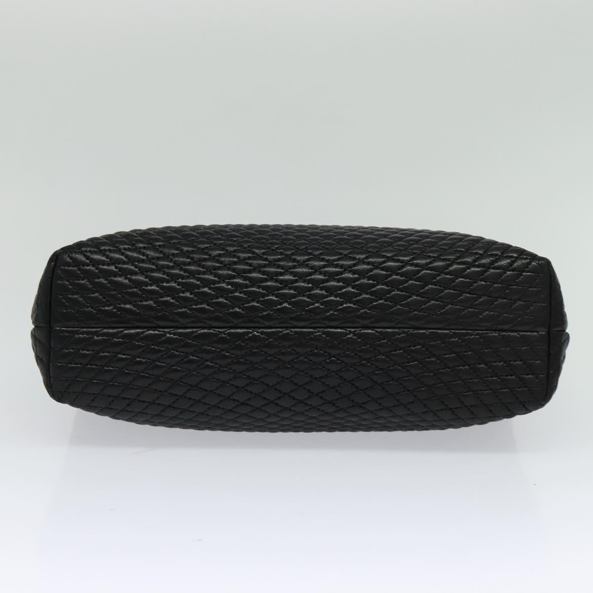 BALLY Hand Bag Leather Black Gold Auth 115539