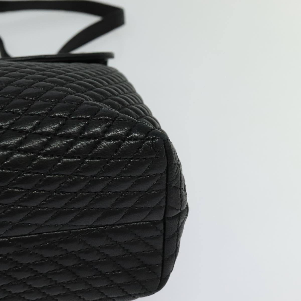 BALLY Hand Bag Leather Black Gold Auth 115539