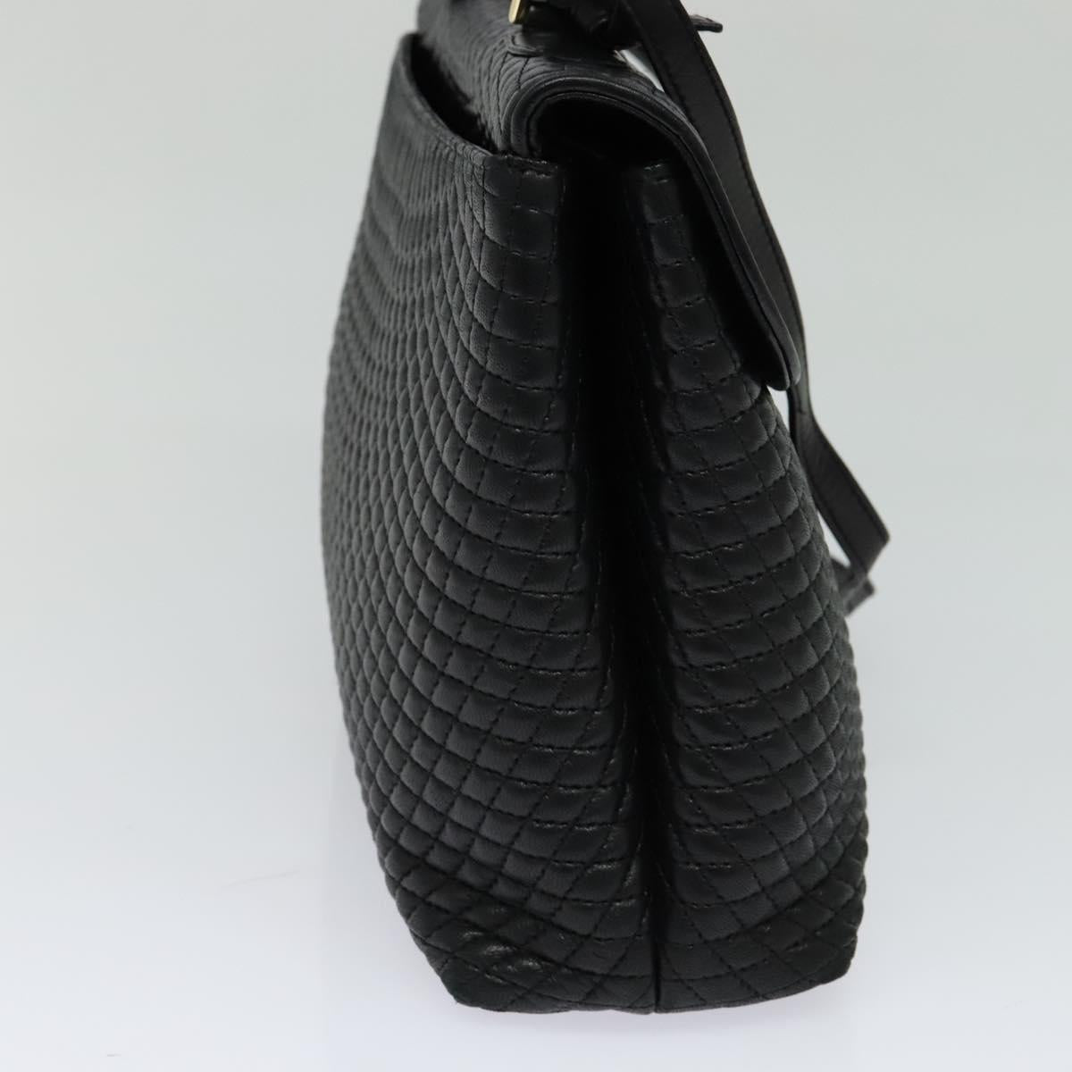 BALLY Hand Bag Leather Black Gold Auth 115539