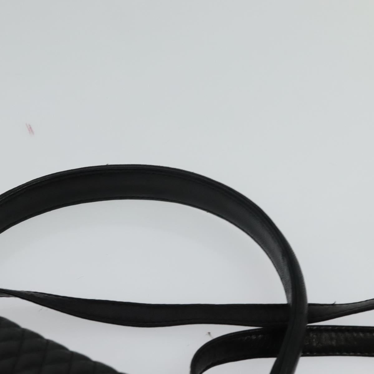 BALLY Hand Bag Leather Black Gold Auth 115539