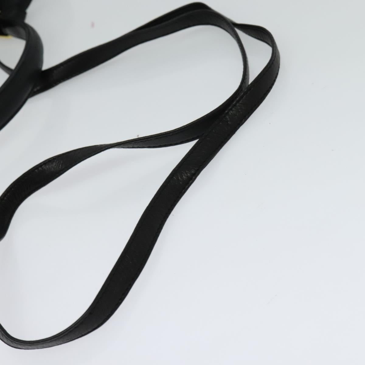 BALLY Hand Bag Leather Black Gold Auth 115539