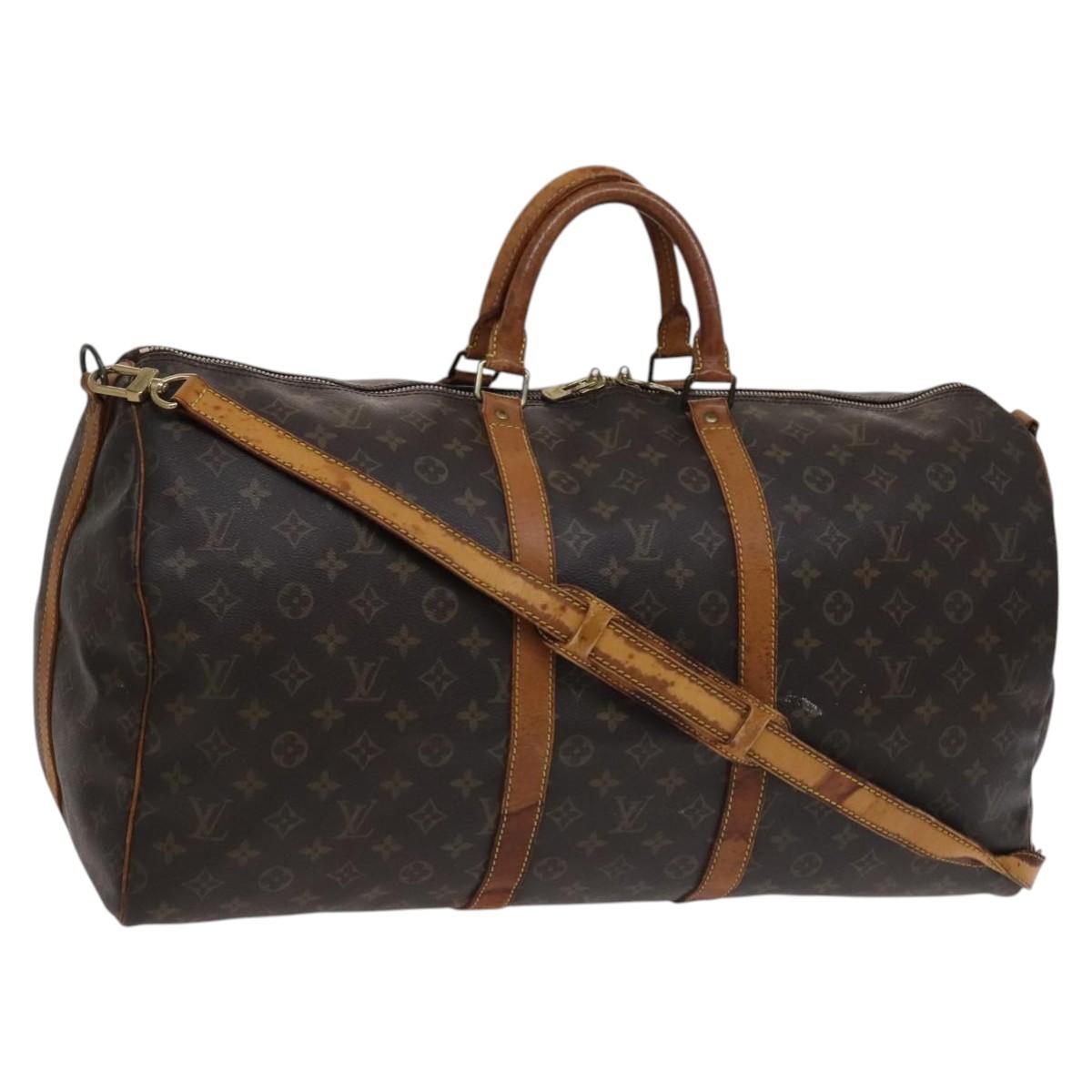 LOUIS VUITTON Monogram Keepall Bandouliere 55 Boston Bag M41414 LV Auth 115543