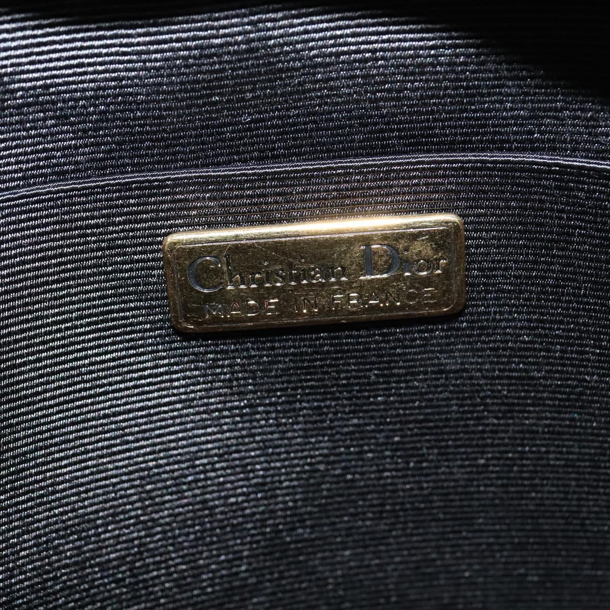 Christian Dior Chain Shoulder Bag Leather Black Gold Auth 115545