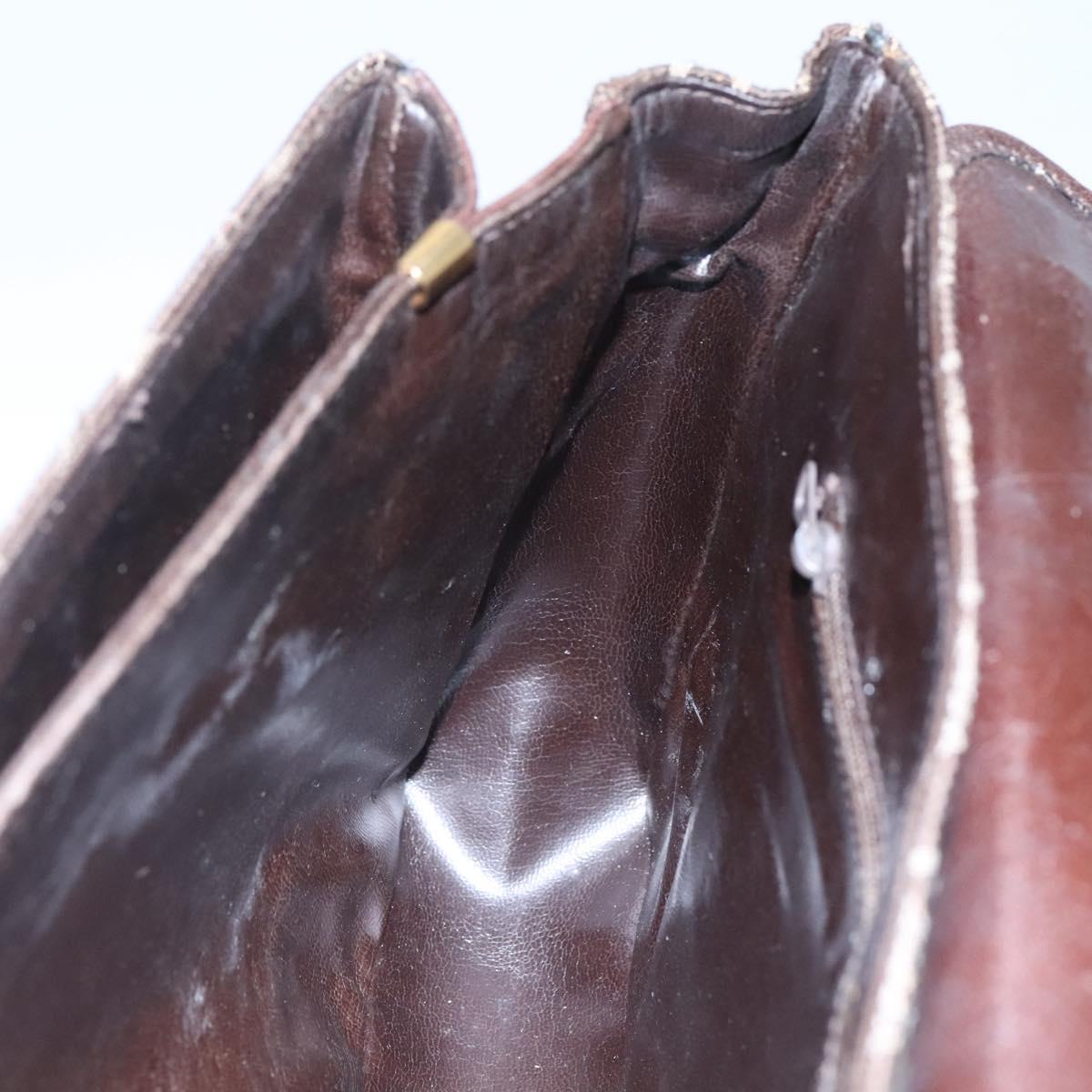 CELINE C Sulky Hand Bag Brown Gold Auth 115556