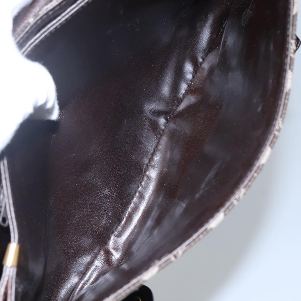 CELINE C Sulky Hand Bag Brown Gold Auth 115556