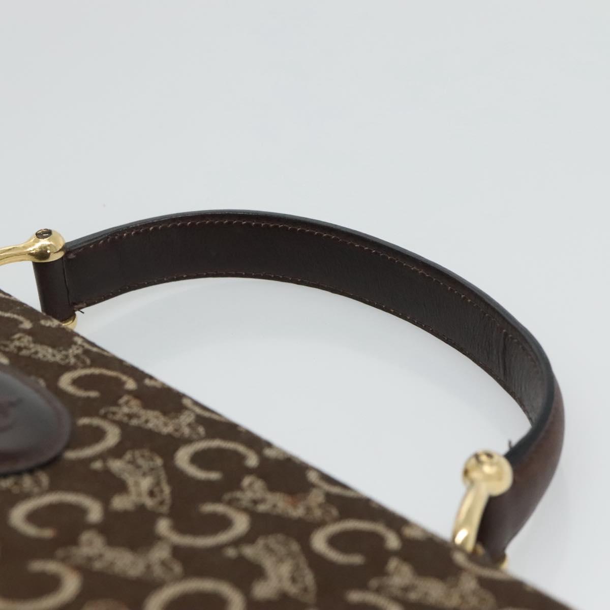 CELINE C Sulky Hand Bag Brown Gold Auth 115556