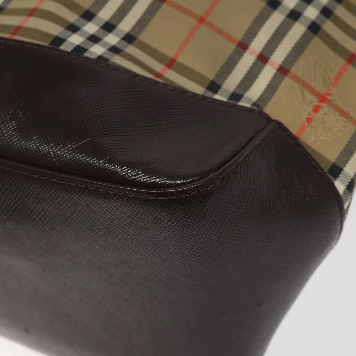 BURBERRY Nova Check Tote Bag Canvas Leather Beige Brown gold Auth 115568