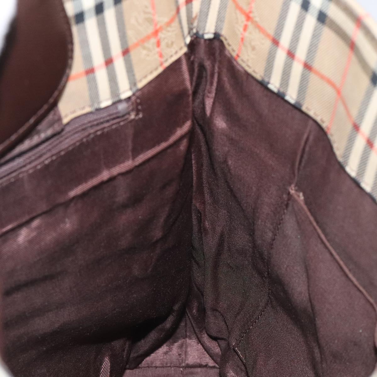 BURBERRY Nova Check Tote Bag Canvas Leather Beige Brown gold Auth 115568