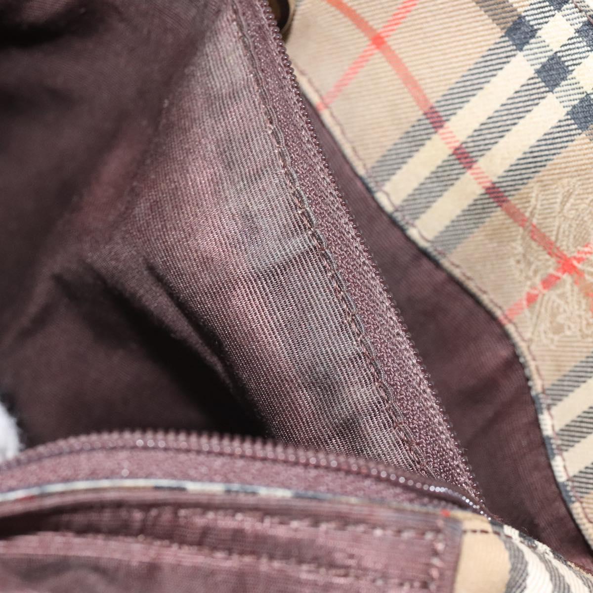 BURBERRY Nova Check Tote Bag Canvas Leather Beige Brown gold Auth 115568