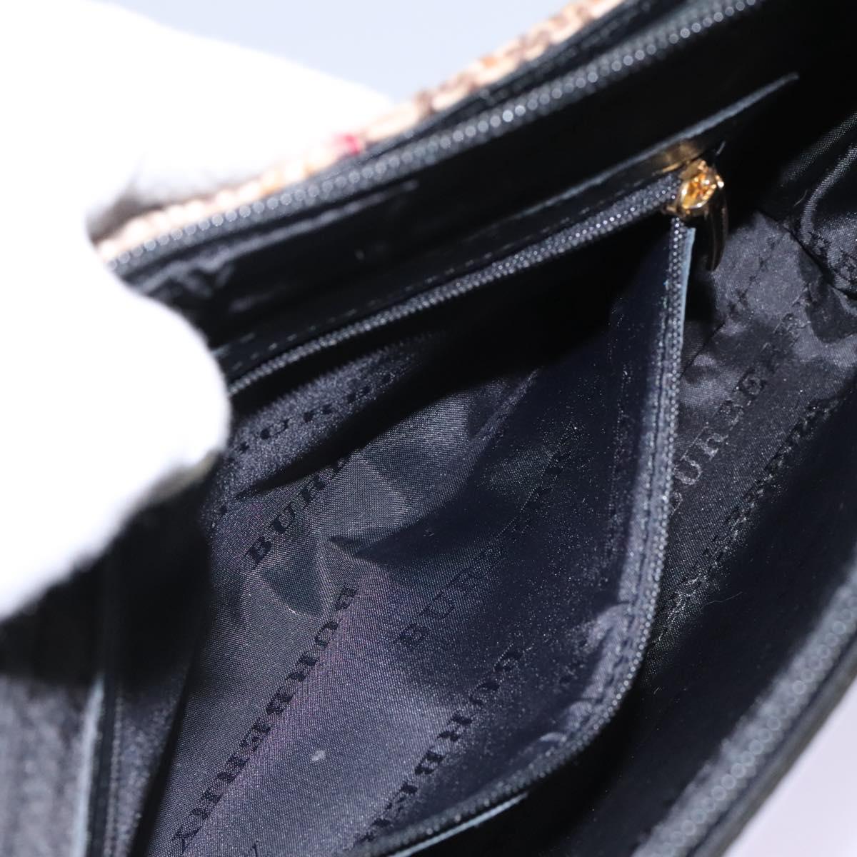 BURBERRY Nova Check Shoulder Bag Wool Suede Leather Beige Black gold Auth 115571