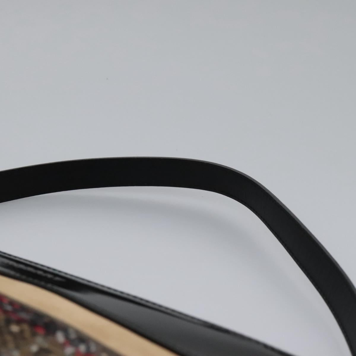 BURBERRY Nova Check Shoulder Bag Wool Suede Leather Beige Black gold Auth 115571