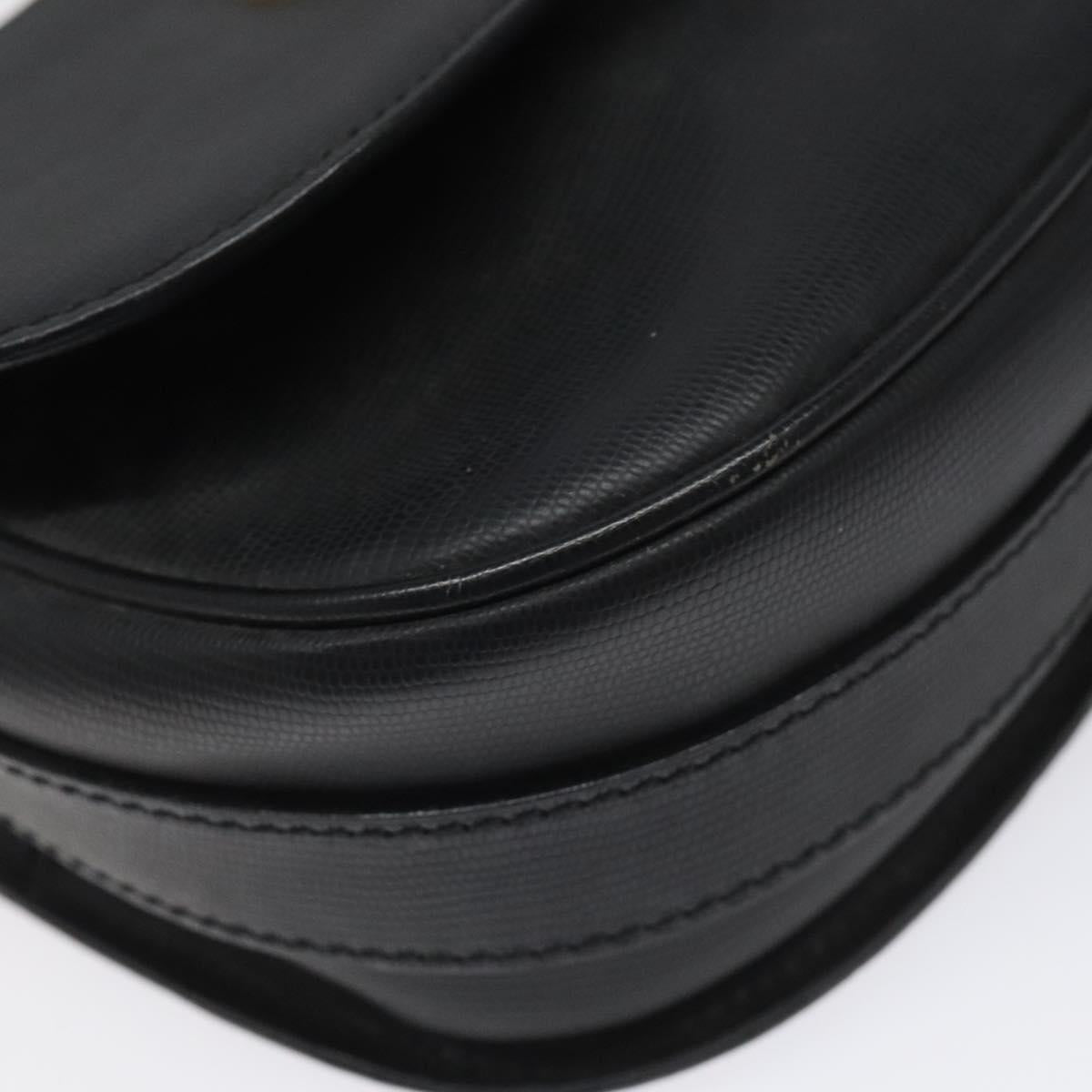 CELINE Shoulder Bag Leather Black Auth 115579