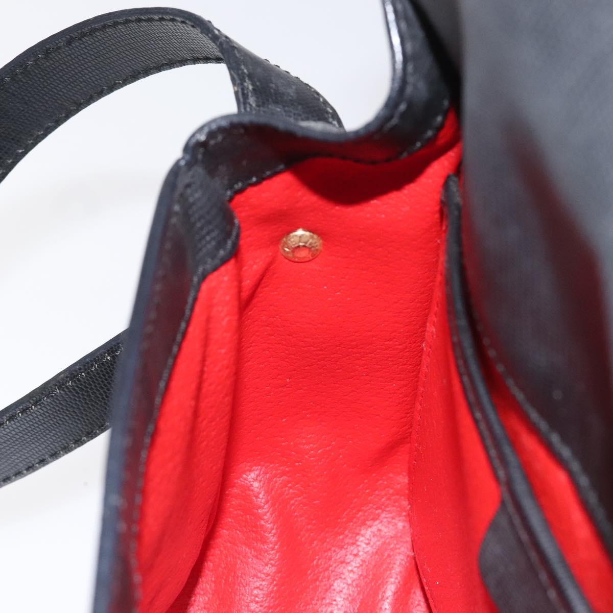 CELINE Shoulder Bag Leather Black Auth 115579