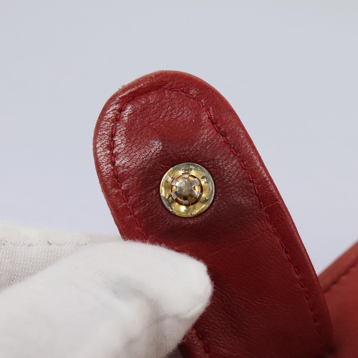 CHANEL Matelasse Hand Bag Lamb Skin 2way Red CC Auth 115600A