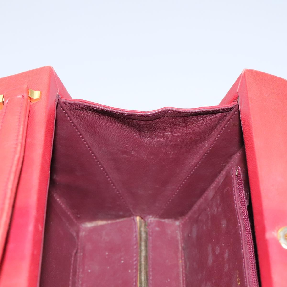 CHANEL Matelasse Hand Bag Lamb Skin 2way Red CC Auth 115600A