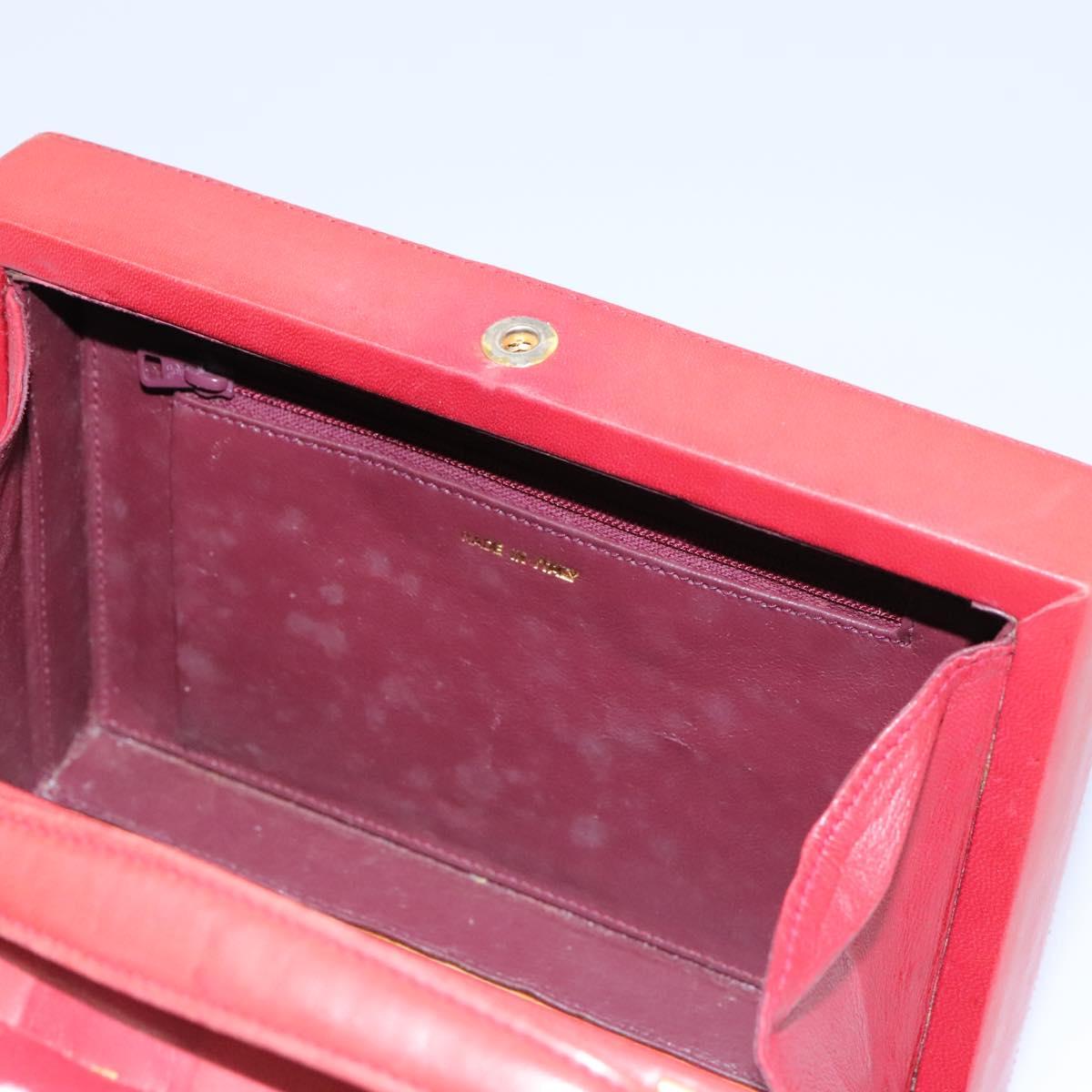 CHANEL Matelasse Hand Bag Lamb Skin 2way Red CC Auth 115600A